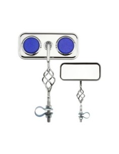 Rectangle Cage Mirror Chrome Blue Reflectors.